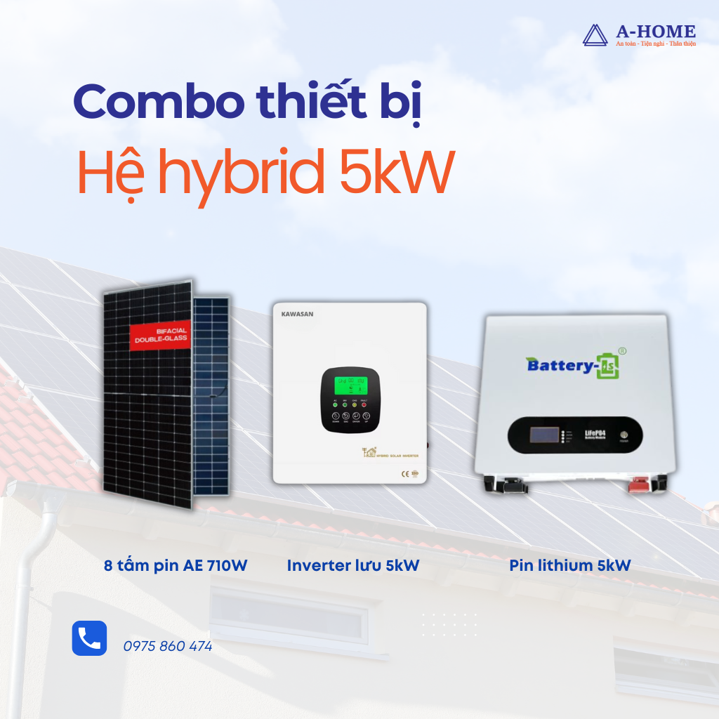 Combo thiet bi he dien mat troi 5kW luu tru cho ho gia dinh